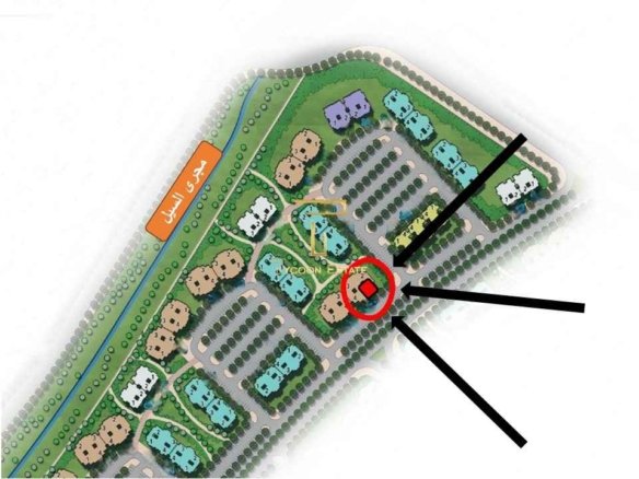 خريطة توضح موقع شقة طرفية بحديقة للبيع بمدينتي B14 على شارع رئيسي.