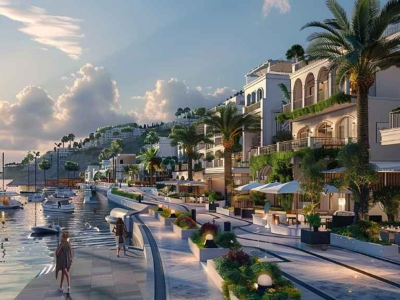 فيلا للبيع في الساحل الشمالي على اللاجون مباشرة بحمام سباحة خاص.