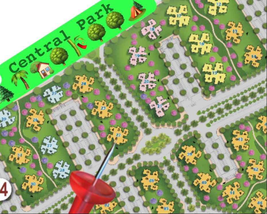 خريطة توضح موقع استوديو للبيع بمدينة نور بأقساط 14 سنة بالقرب من سنترال بارك.