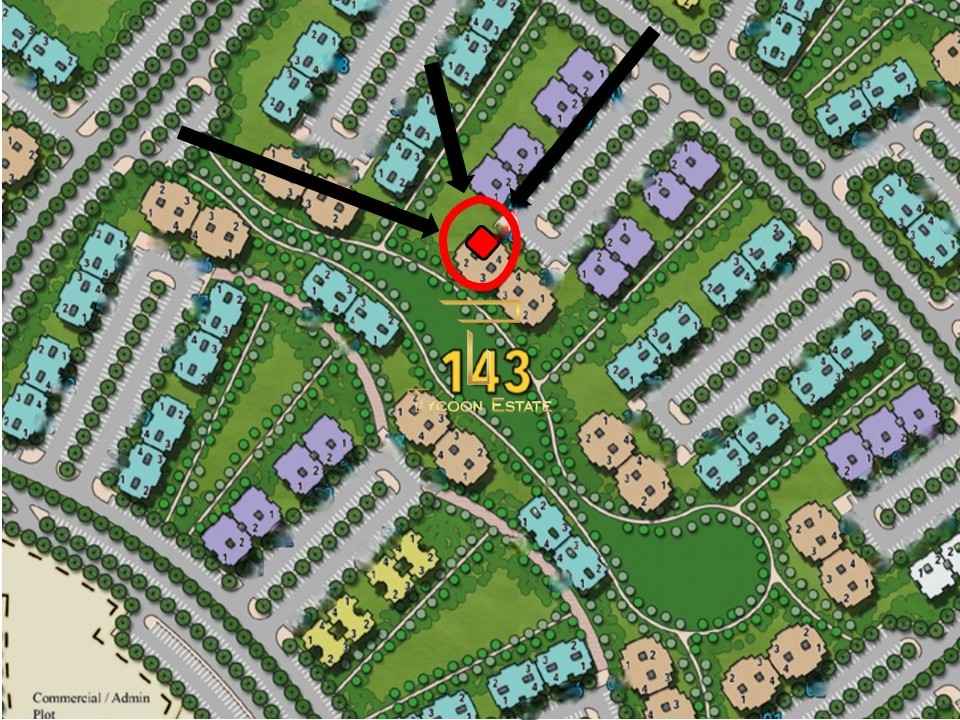 صورة توضح موقع شقة 142م ناصية بأوفر 60 ألف فقط في B14 مدينتي، مجموعة 143.