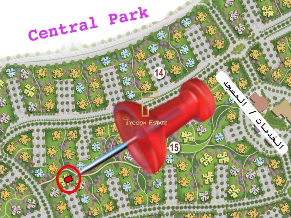 خريطة توضح موقع شقة 182م للبيع بمدينة نور استلام 2026 بجوار السنترال بارك والخدمات.