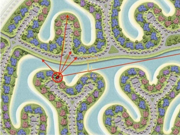 خريطة توضح موقع شاليه 121م للبيع بالساحل الشمالي في مشروع South Med.