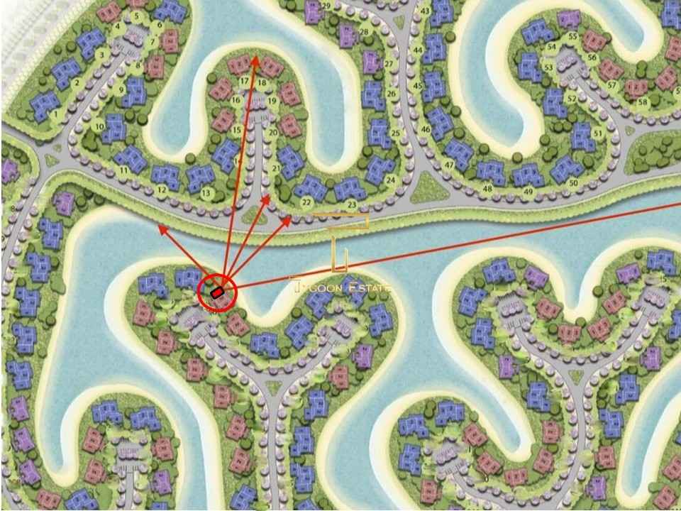 خريطة توضح موقع شاليه 121م للبيع بالساحل الشمالي في مشروع South Med.