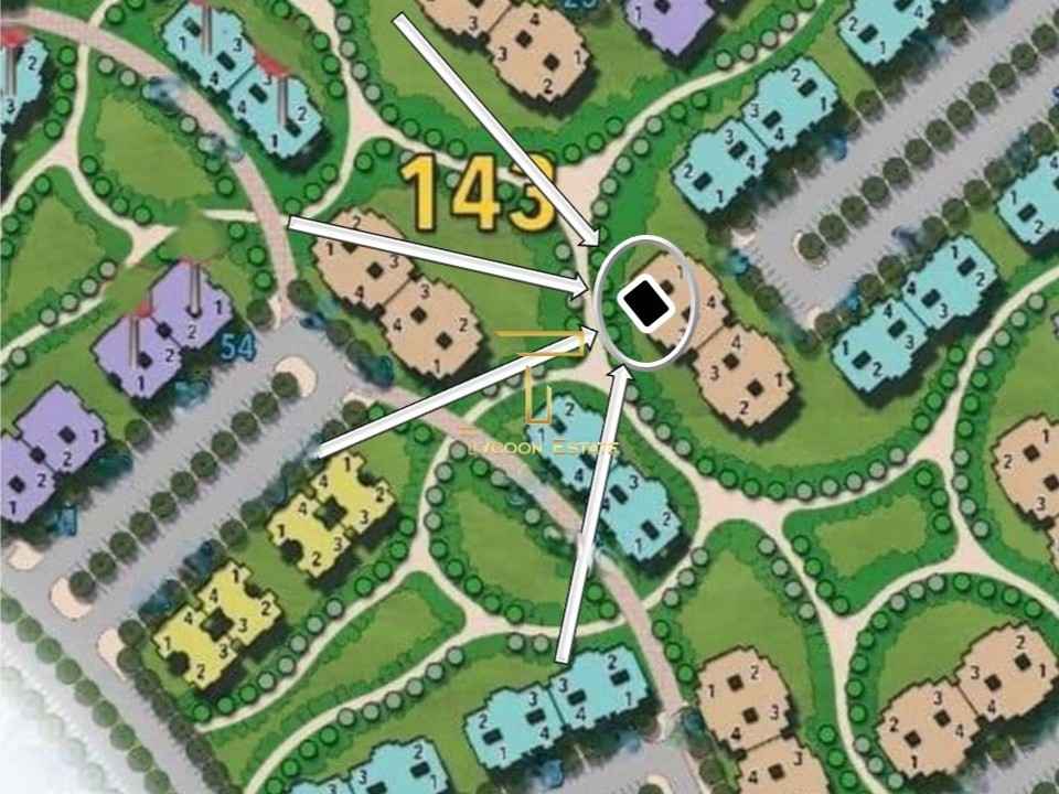 خريطة توضح موقع شقة 142م للبيع بالتقسيط بمدينتي B14 أمام الخدمات.