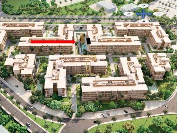 خريطة توضح موقع شقة فندقية 153م حجز قديم للبيع في إيدن الرحاب، بإطلالة على النافورة، مقدمة من تايكون العقاري.