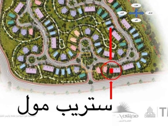 صورة توضح موقع فيلا تاون هاوس F3 للبيع في مدينتي على الخريطة، مقدمة من تايكون العقاري.